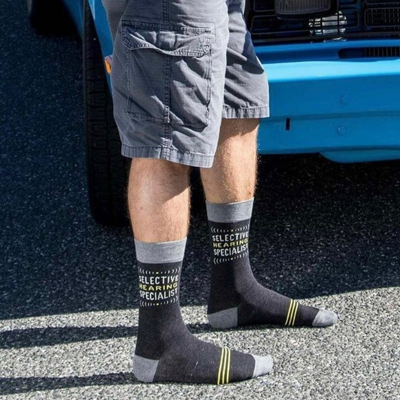 Blue Q Men’s Crew Socks, Selective Hearing Specialist - Picture 2 of 5